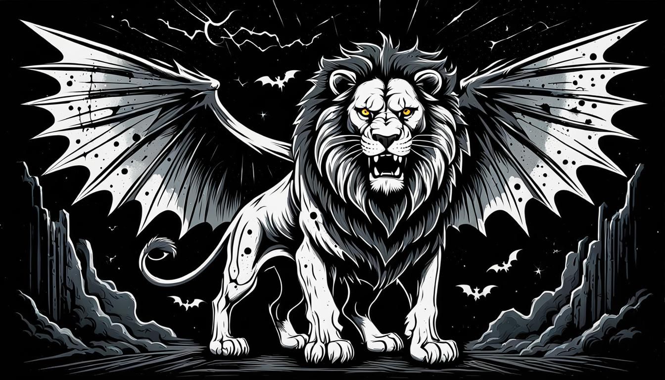 Ghoulish Lion in 50's Metal Cartoon Style