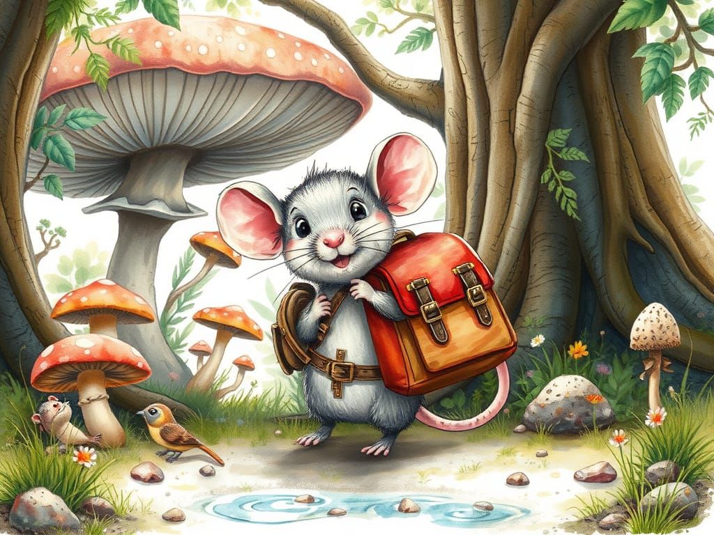 Whimsical Mouse Explorer in Magical Jungle
