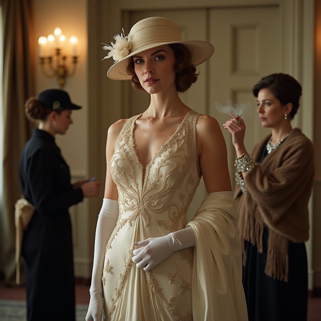 Vintage Hollywood Starlet in Elegant 1930s Attire