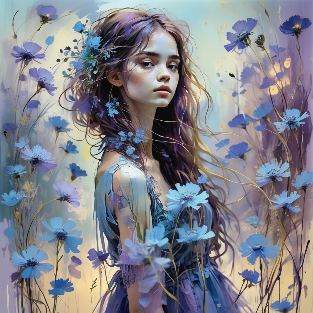 Dreamy Fauvist Blossoms in Purple Twilight