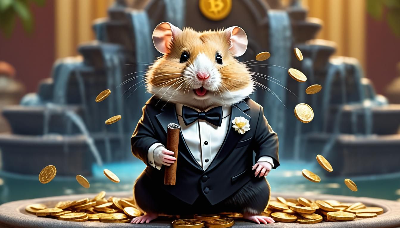 Dandy Hamster with Cigar and Bitcoin Fountain