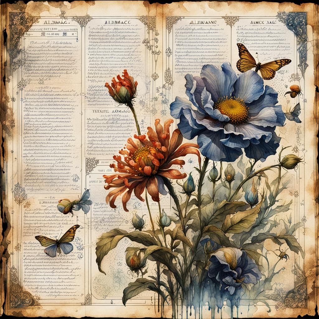 Fantasy Flowers in Vintage French Almanac Style