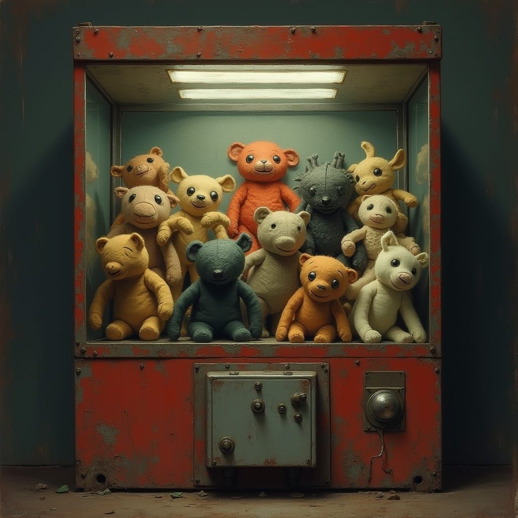Creepy Claw Machine with Sentient Stuffed Animals