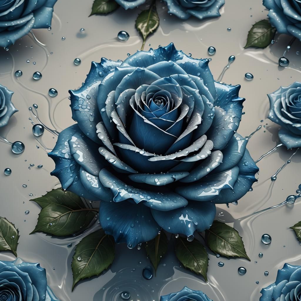 Blue Sugar Rose in Detailed Matte Painting