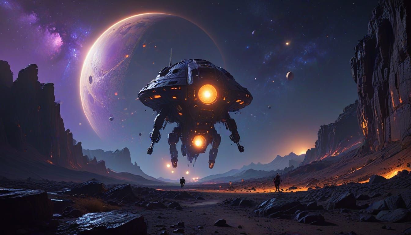 Space Infantry Deployment on a Rocky Alien Planet in a Drama...