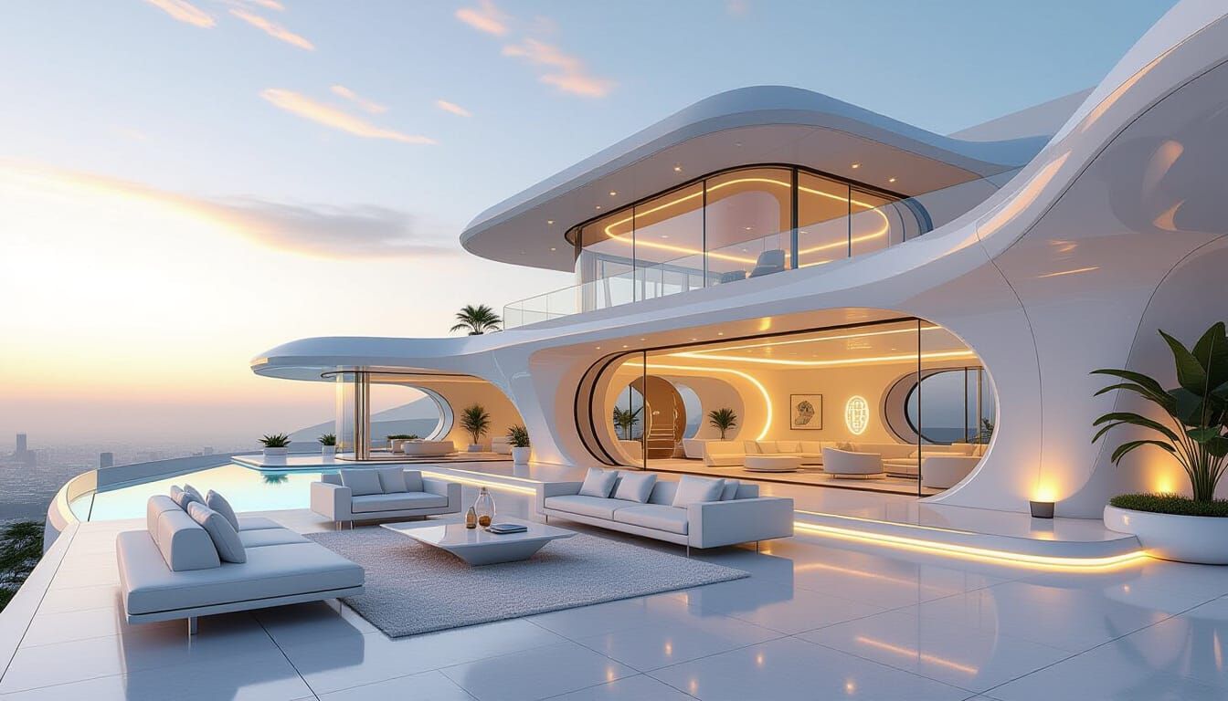 Luxurious Modern Architecture with Futuristic Elements