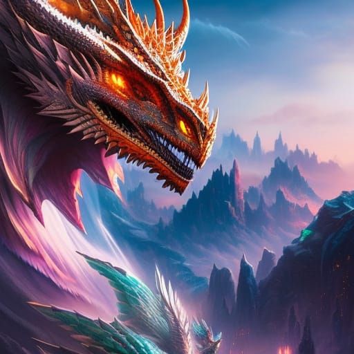 Dragon Overlooking City: Splash Art by Ross Tran Style