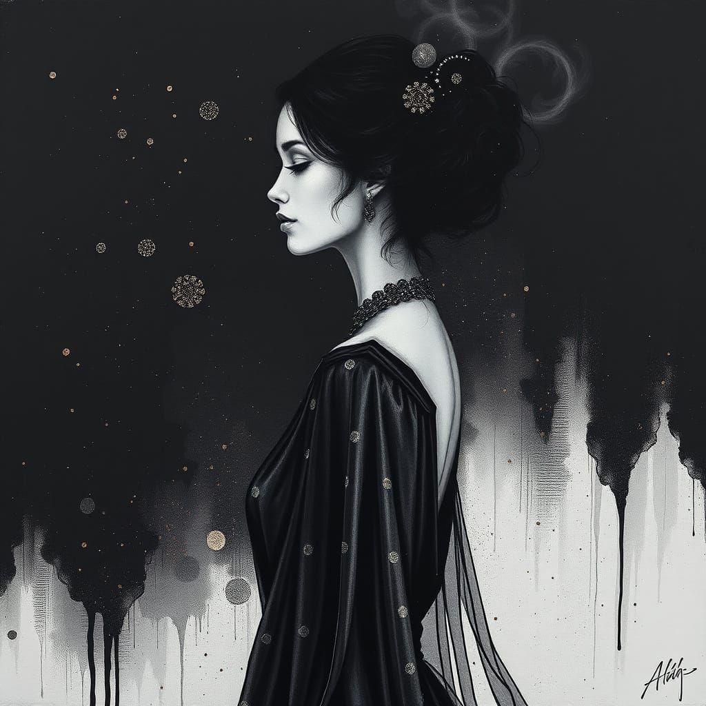 Elegant Woman Silhouette with Intricate Details