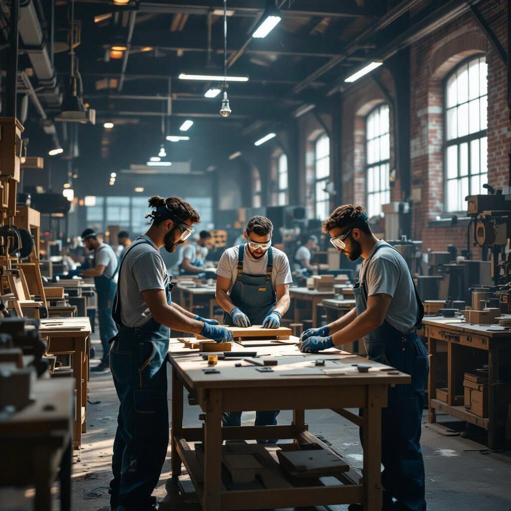 Factory Assembly Line in Stylized Realism