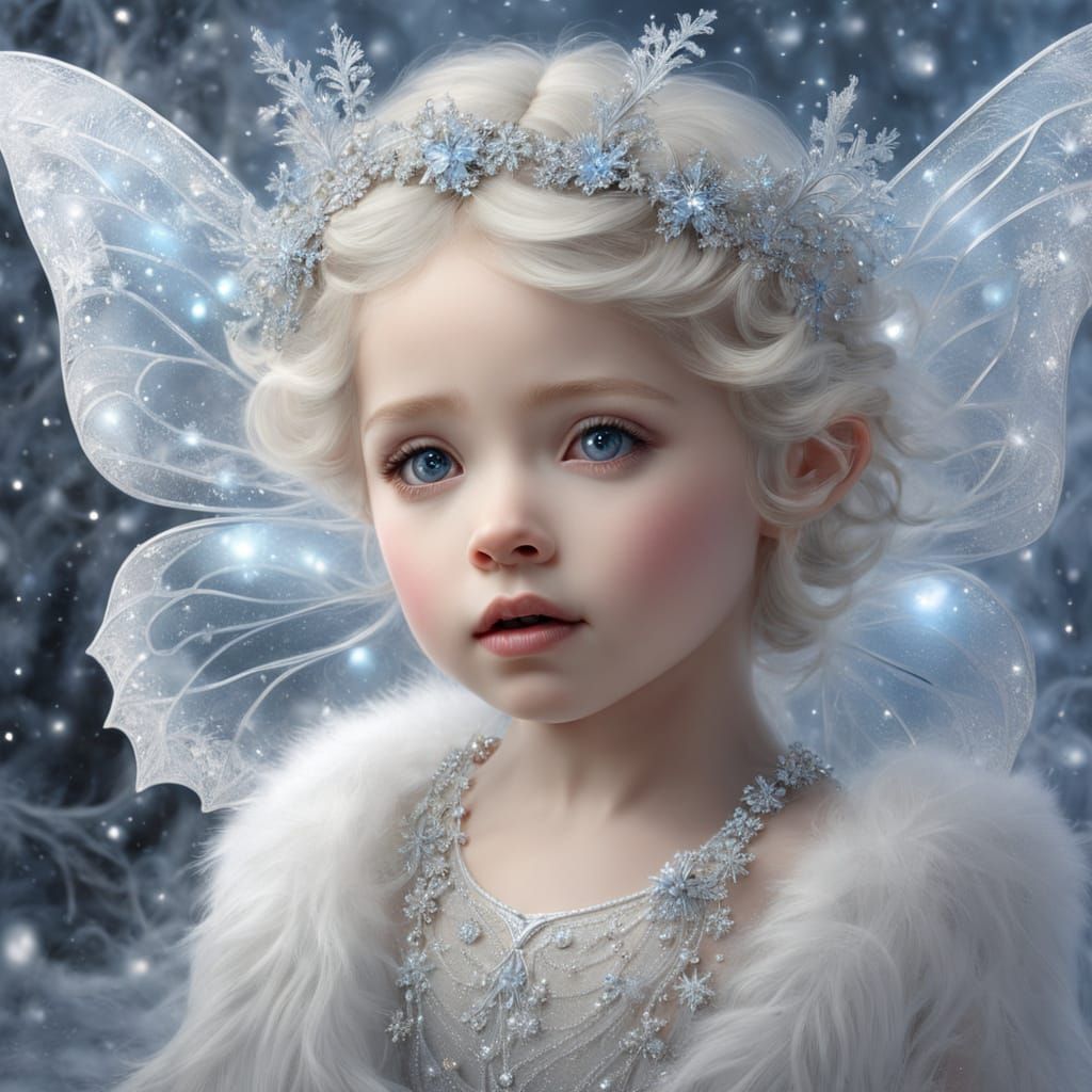 Baby Fairy with Crystal Wings in Fantasy Style
