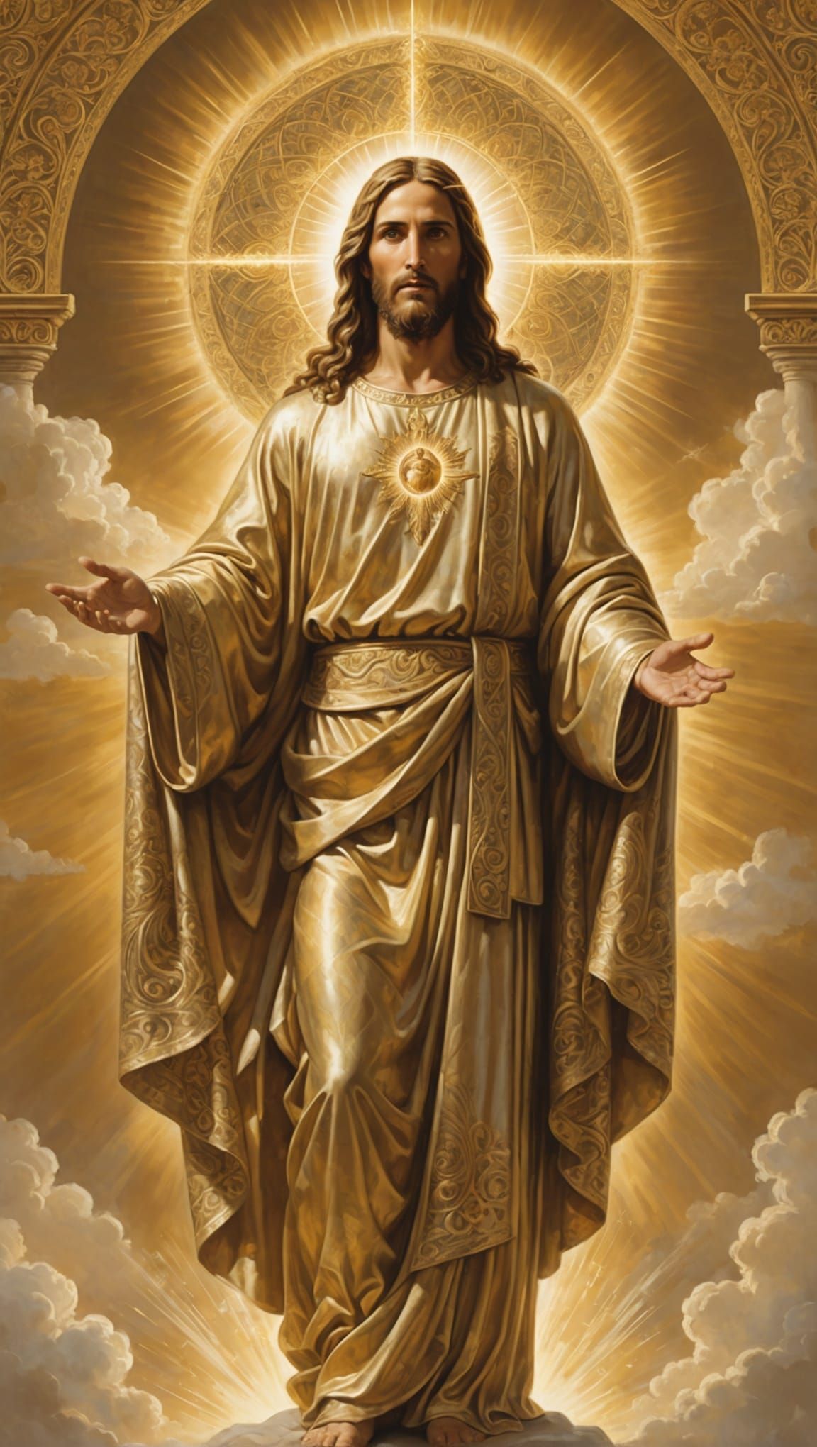 Golden Jesus in Divine Light Aura