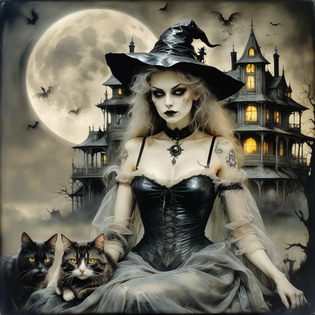 Encaustic Romantic Portrait of Sapphic Witch