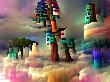 Mystical Totem Forest in Dreamlike Light