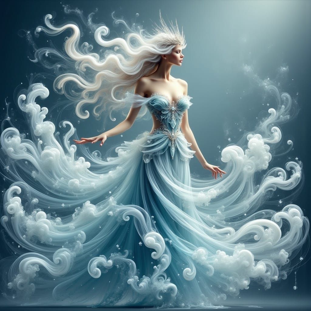 Icy Queen in Winter Wonderland, Art Nouveau Style