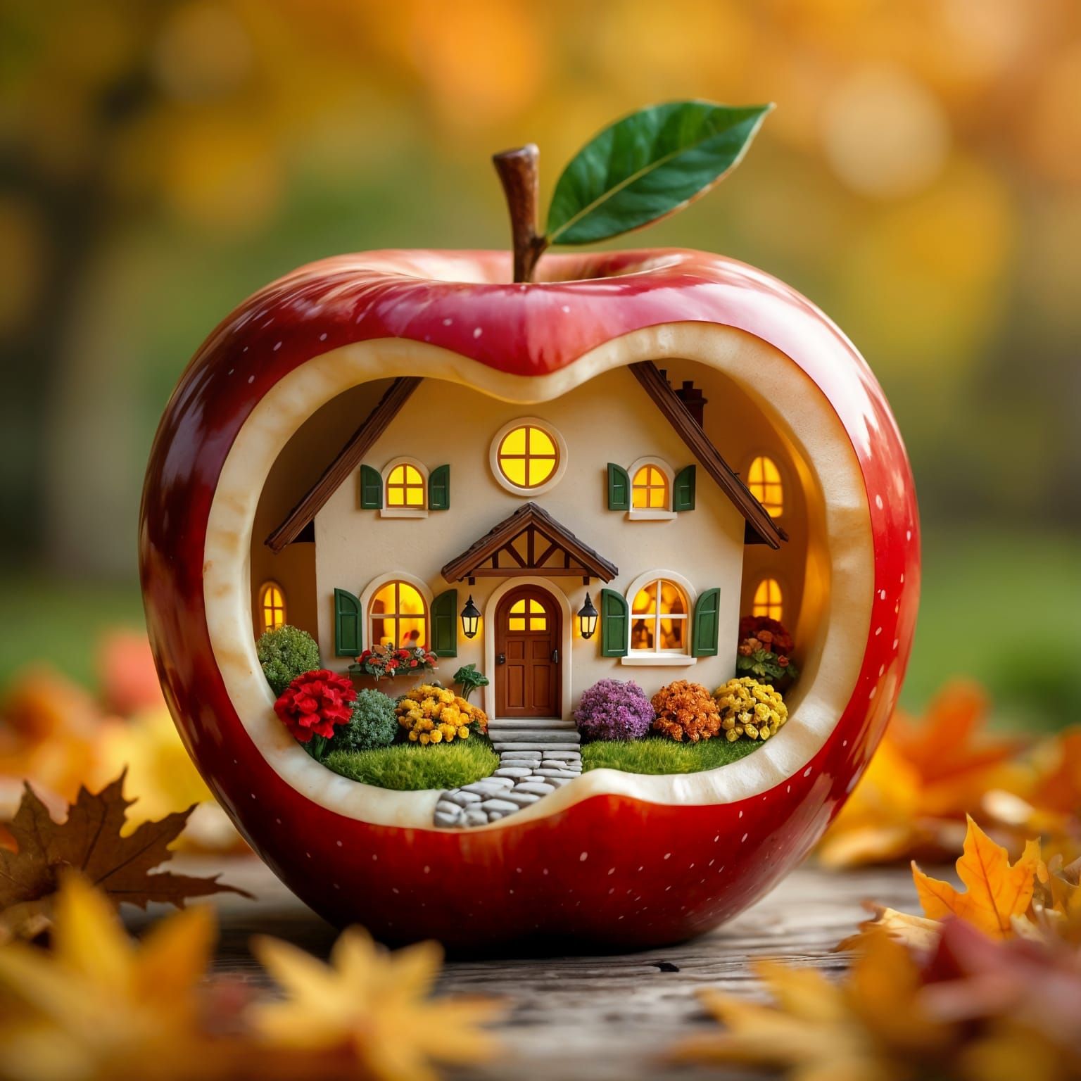 Stunning Miniature Apple House in Autumn