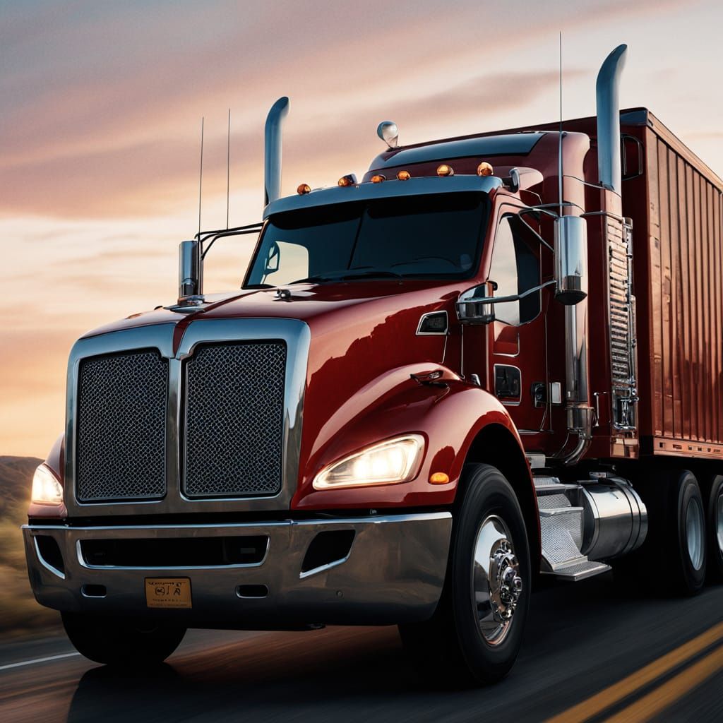 B.J. McKay Drives Kenworth Truck at Dusk
