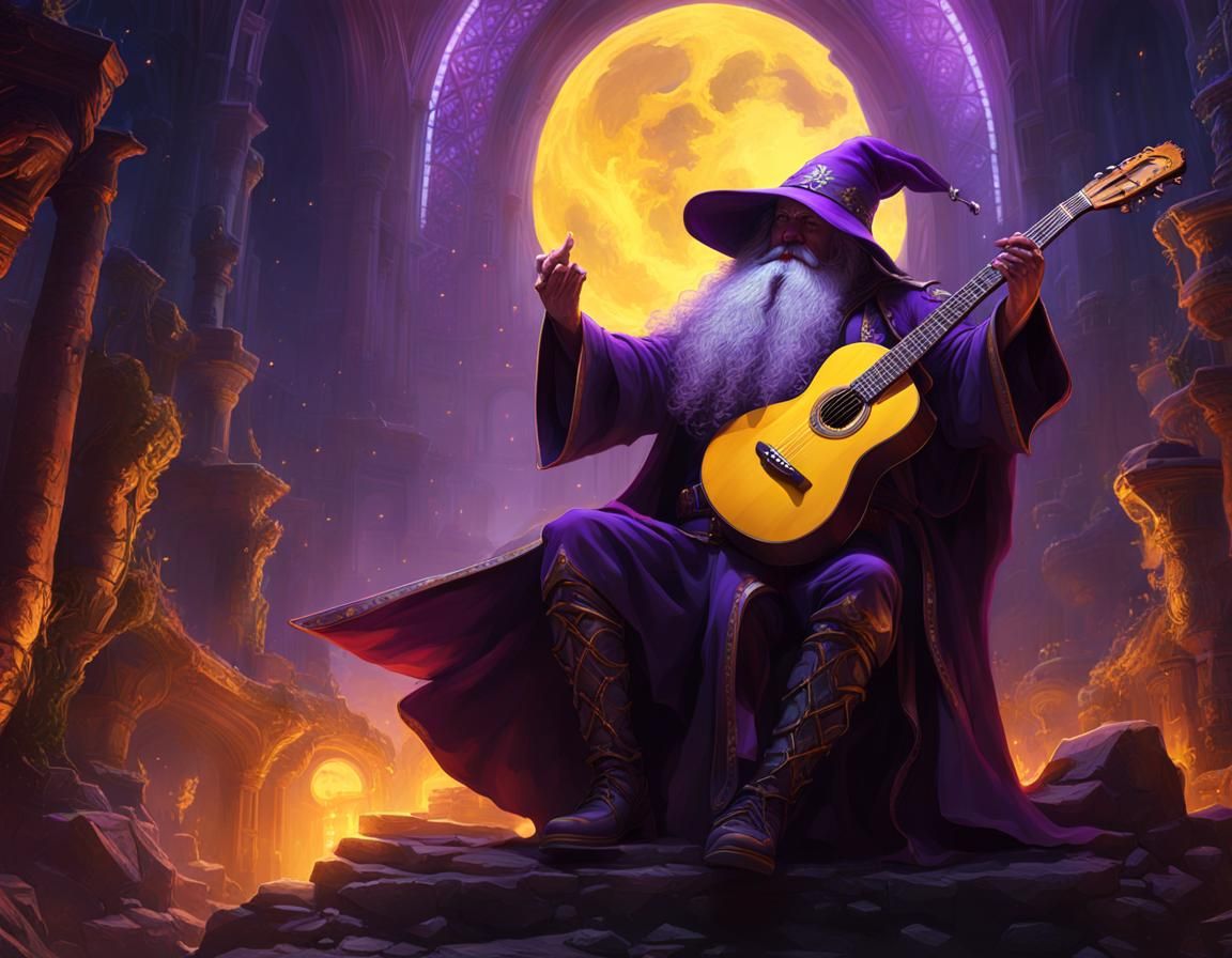 Wizard Shreds Guitar in Dark Fantasy Art