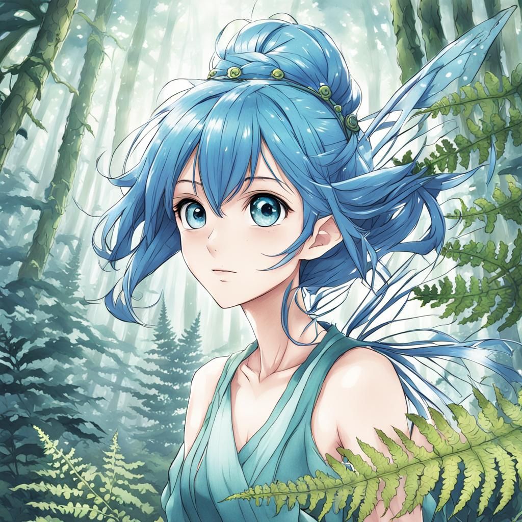 Blue-Haired Fairy in Fern Gully: Anime Style