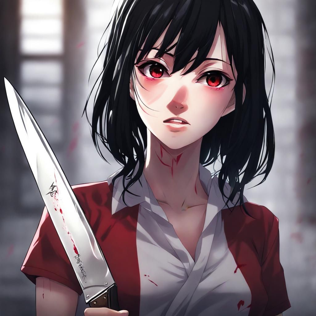Yandere Woman with Knife: Anime Key Visual