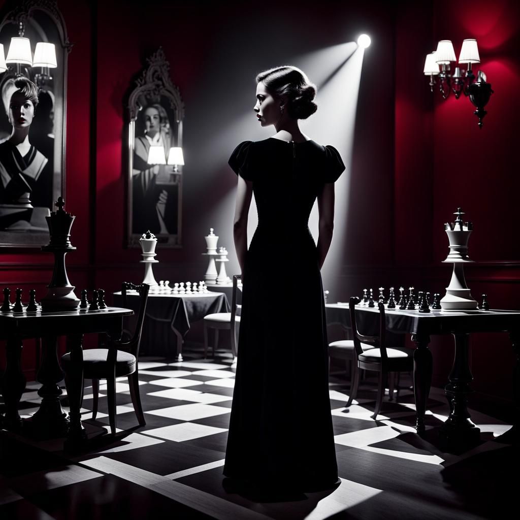 German Expressionist Woman in Dimly Lit Room