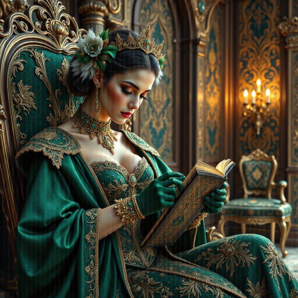 Majestic Queen Inspects Ebony Treasure Chest