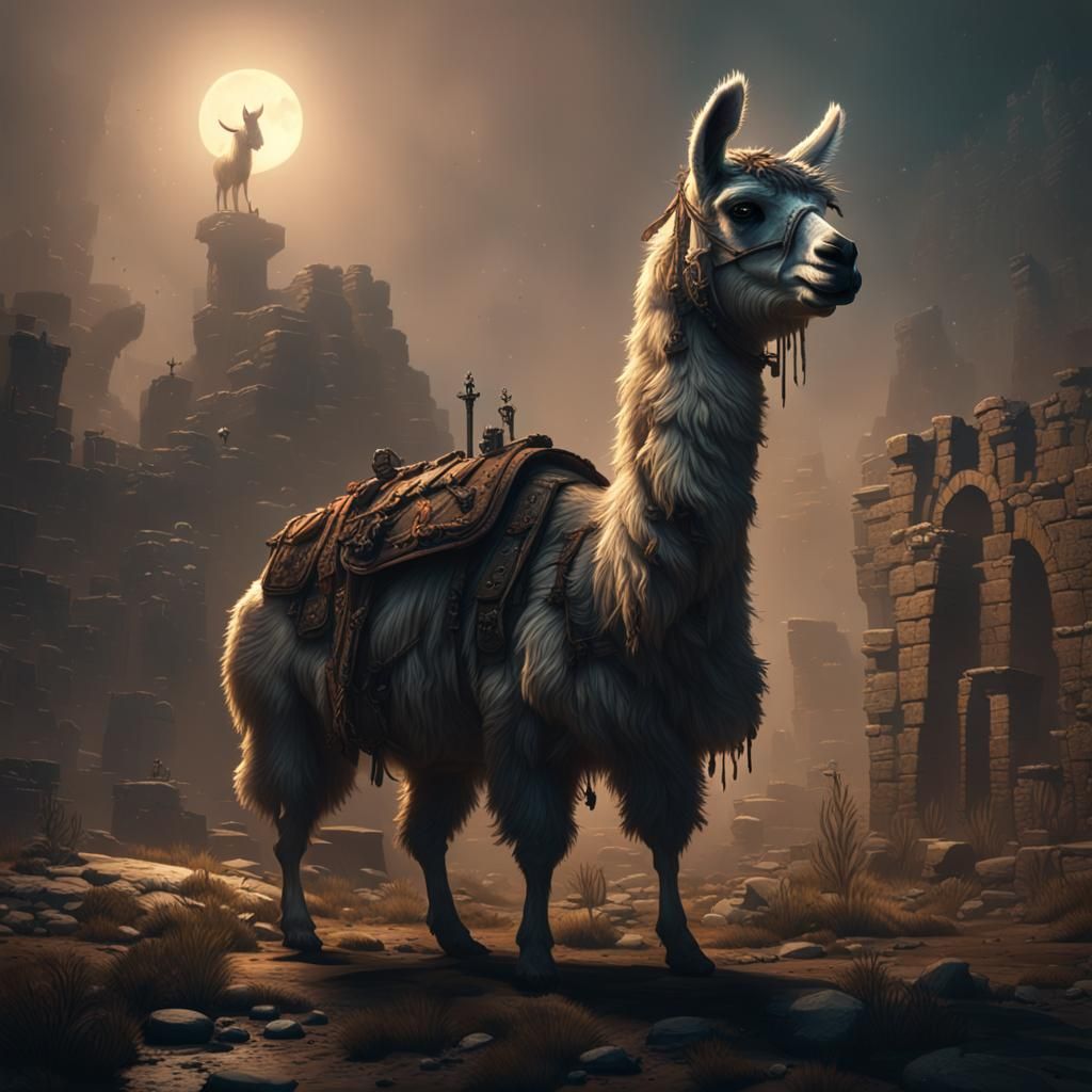 Scary Undead Llama in Dark Fantasy Art
