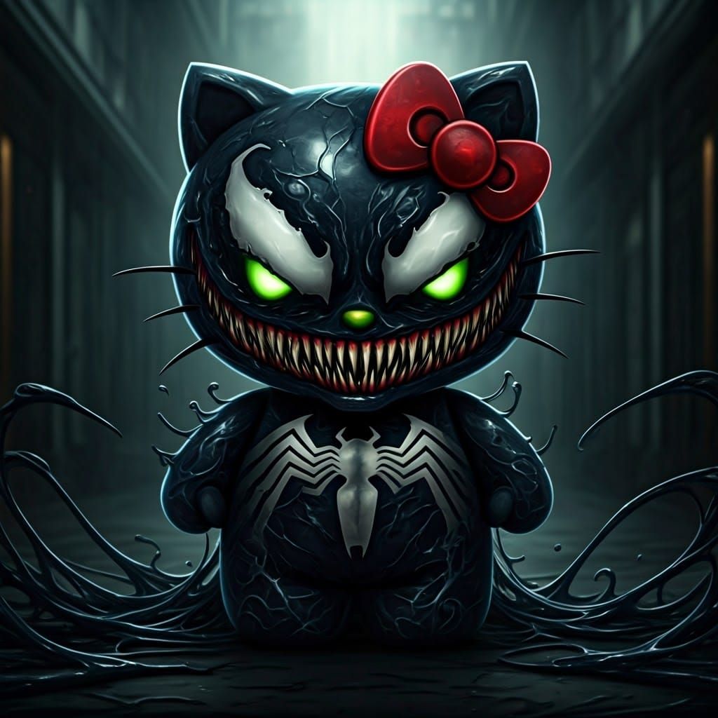 Menacing Hello Kitty with Alien Symbiote