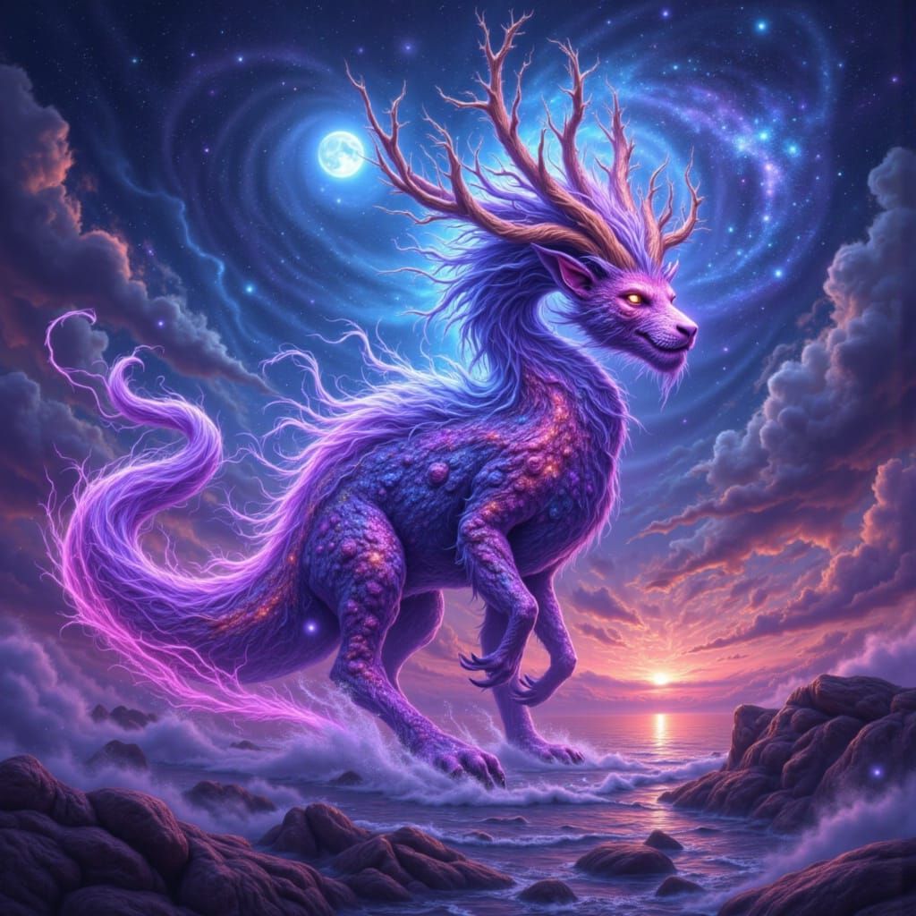 Fantastical Bioluminescent Neon Landscape