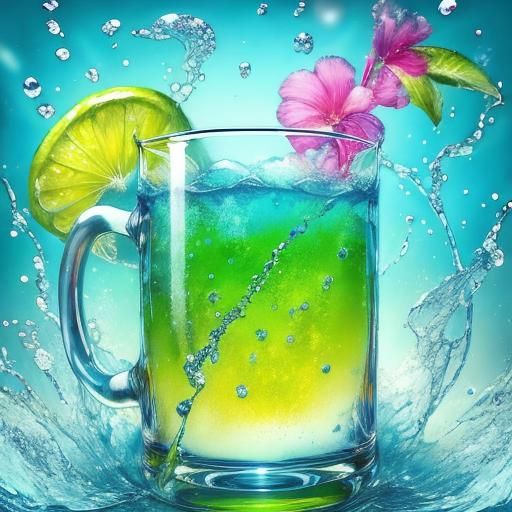 Tropical Drink Swirling in Crystal Tankard