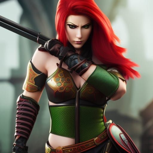 Hyperrealistic Female Ninja Splash Art Portrait