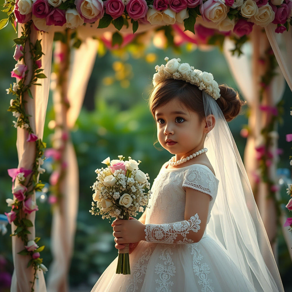 Enchanting Jewish Girl in Wedding Dress Under Chuppah