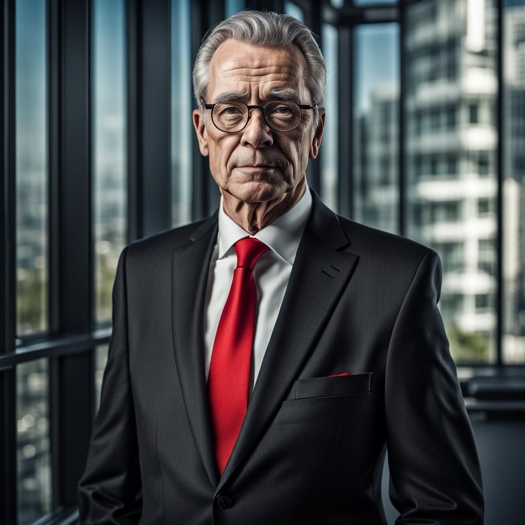 Hyperrealistic Portrait of a CEO in a Modern Office