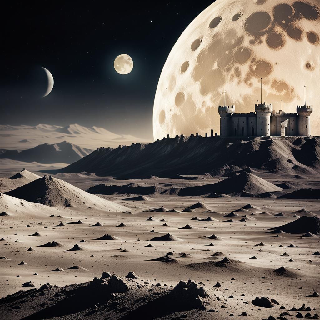 Futuristic Lunar Fortress in NASA Archive Style