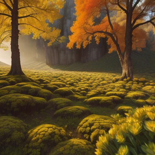 Stonecrop Blooms on Autumn Mountain: Landscape Photography