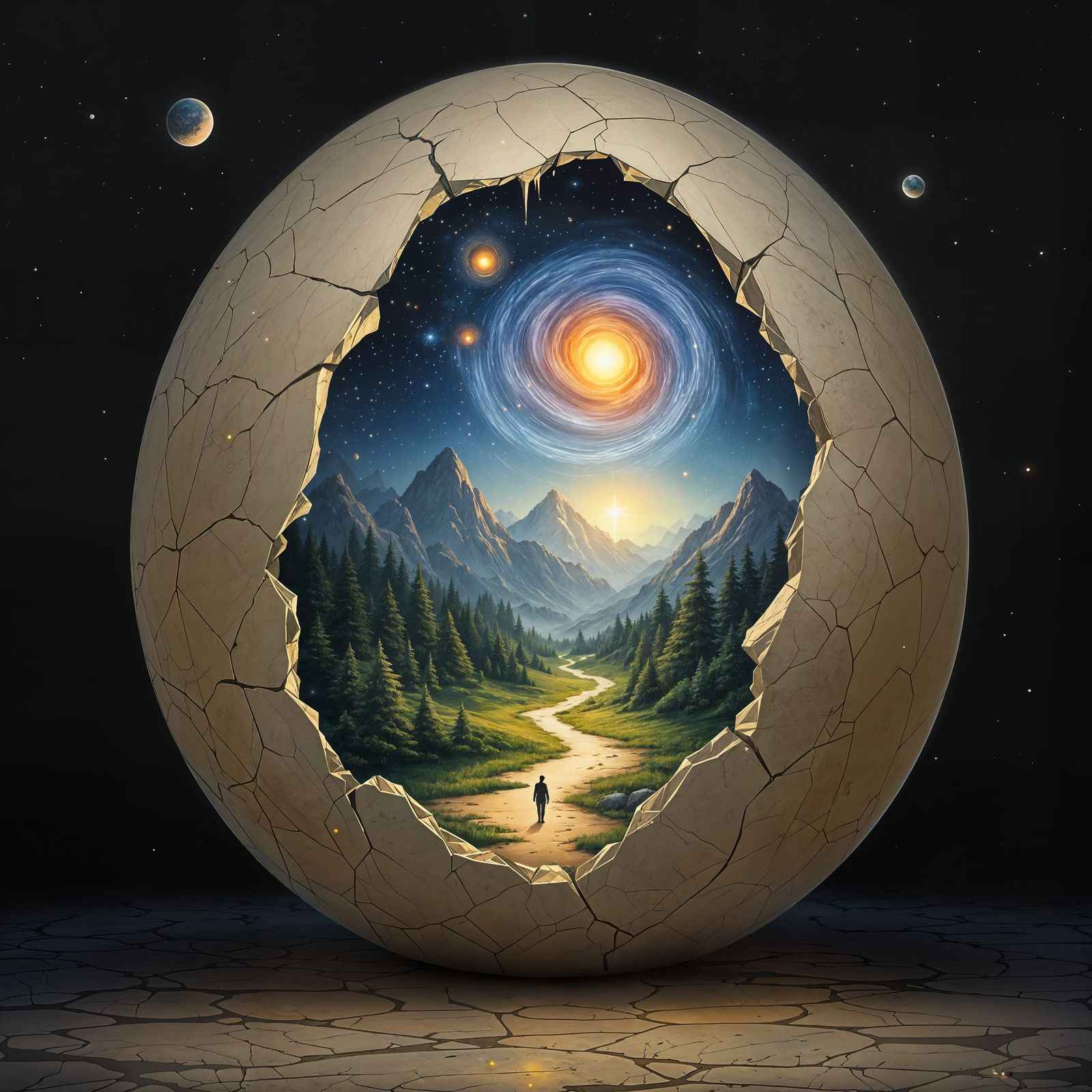 Celestial World in a Cracked Sphere