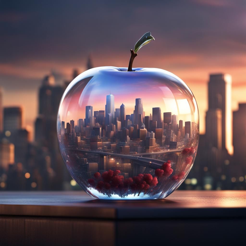 Minneapolis Cityscape in Glass Apple, Matte Painting