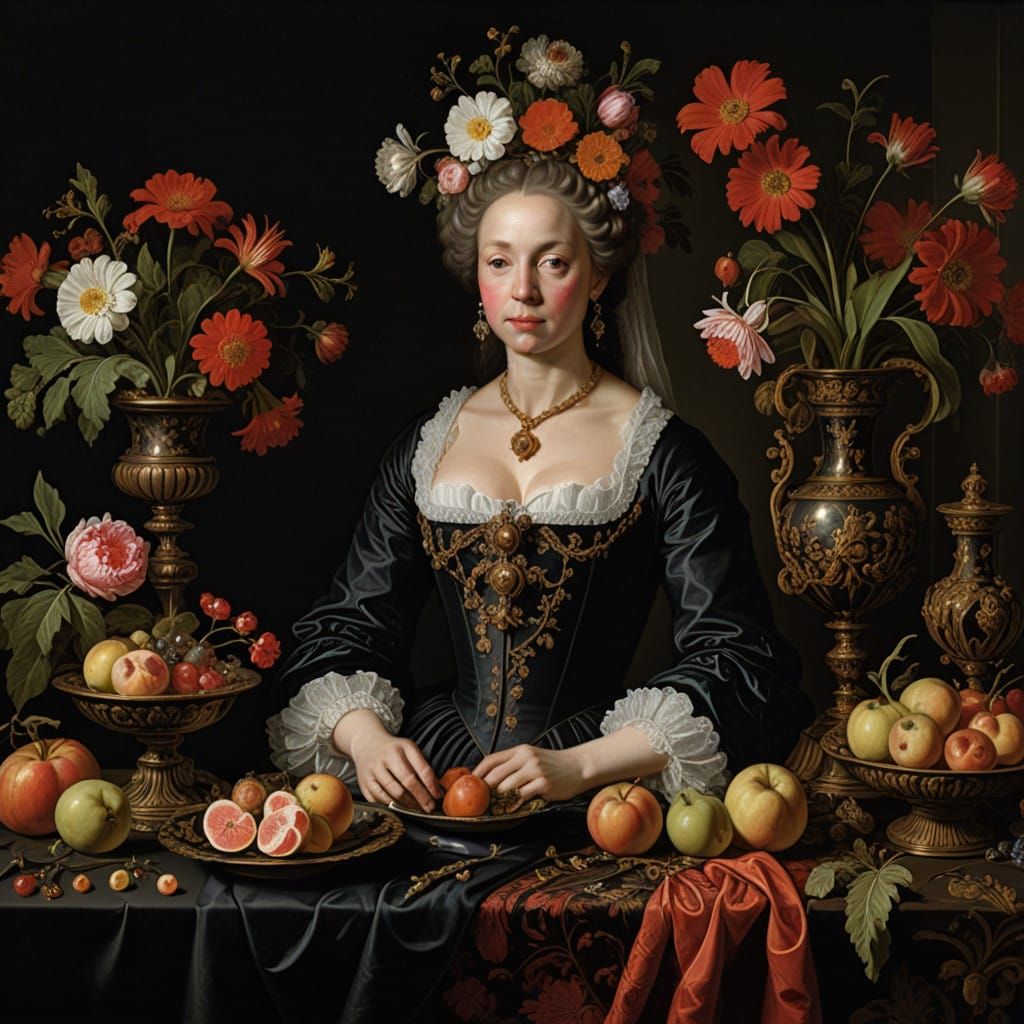 Mysterious Florist in Baroque Still Life
