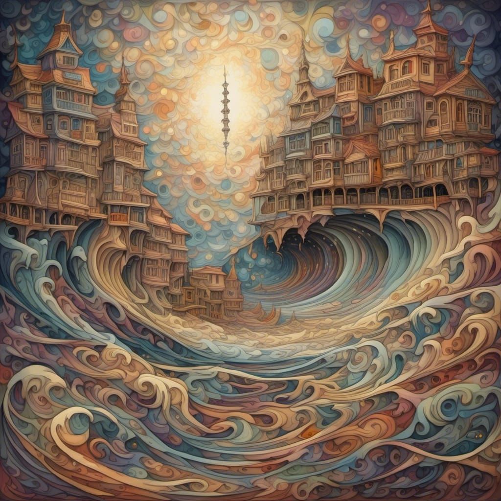 Seurat Style Quantum Wave in Frozen Time