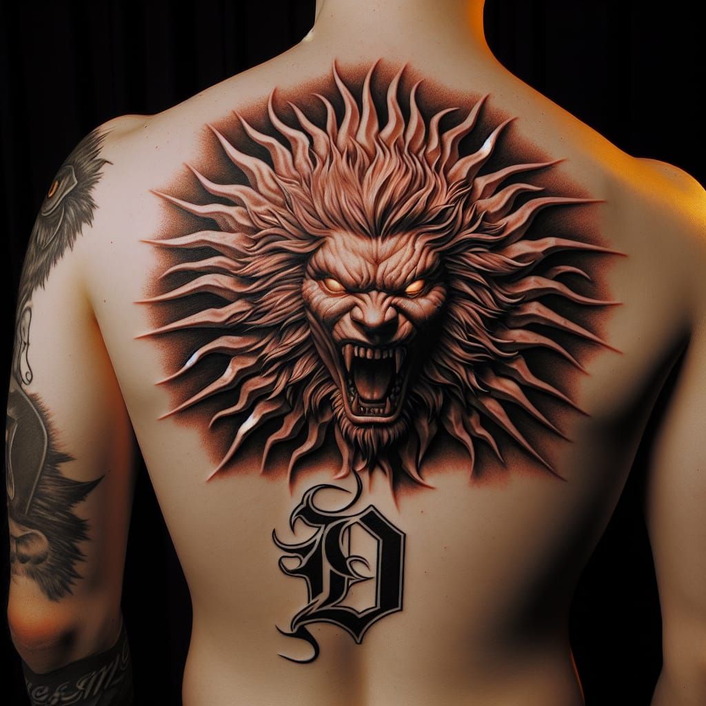 Hyperrealistic 3D Sun Tattoo Design