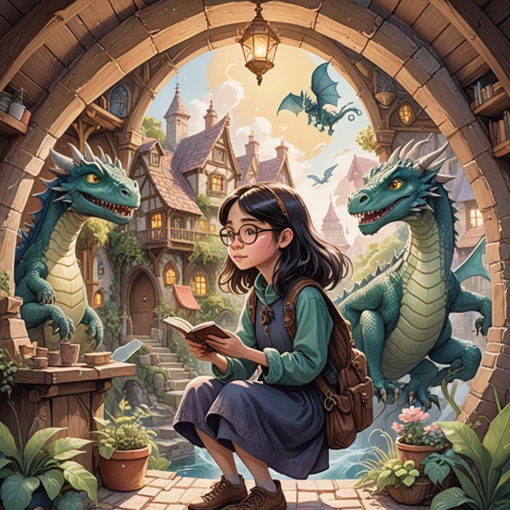 Whimsical Young Girl Discovers Hidden Portal in Grandmother'...