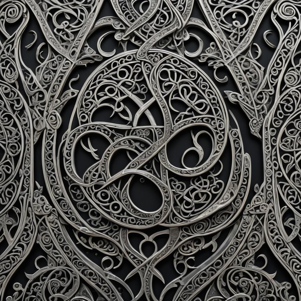 Metallic Emblem with Celtic Knotwork in Oil Painting Style