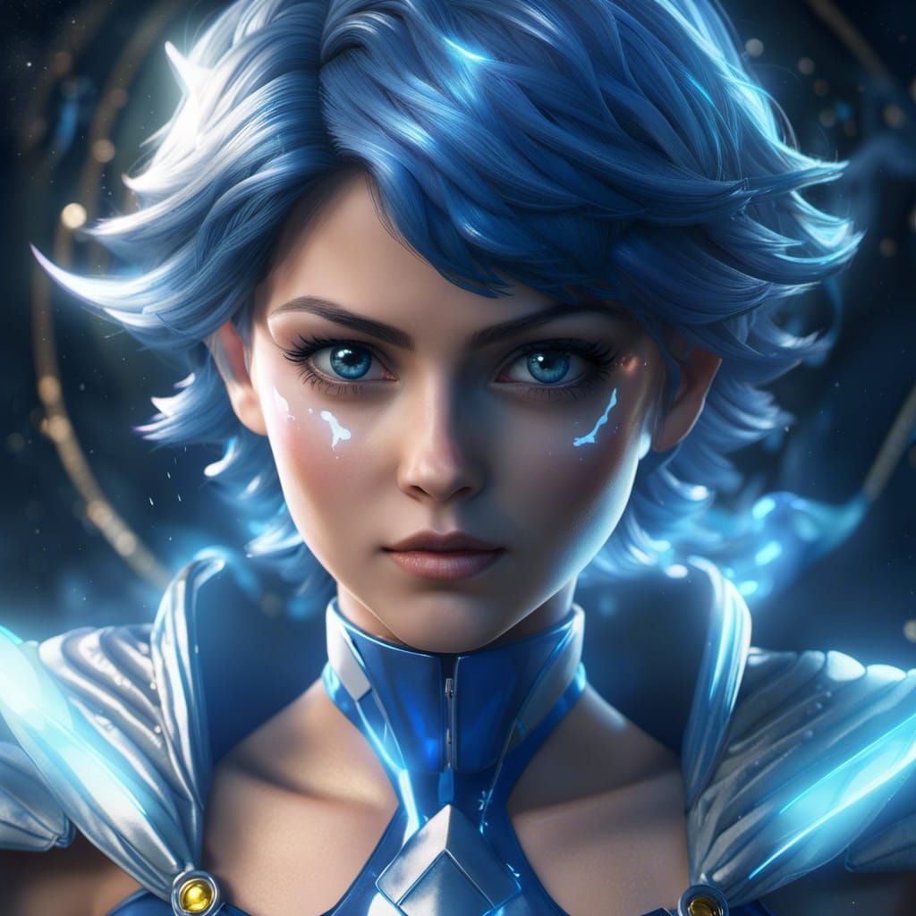 Sailor Mercury Super Saiyan Aura in Detailed Matte Painting