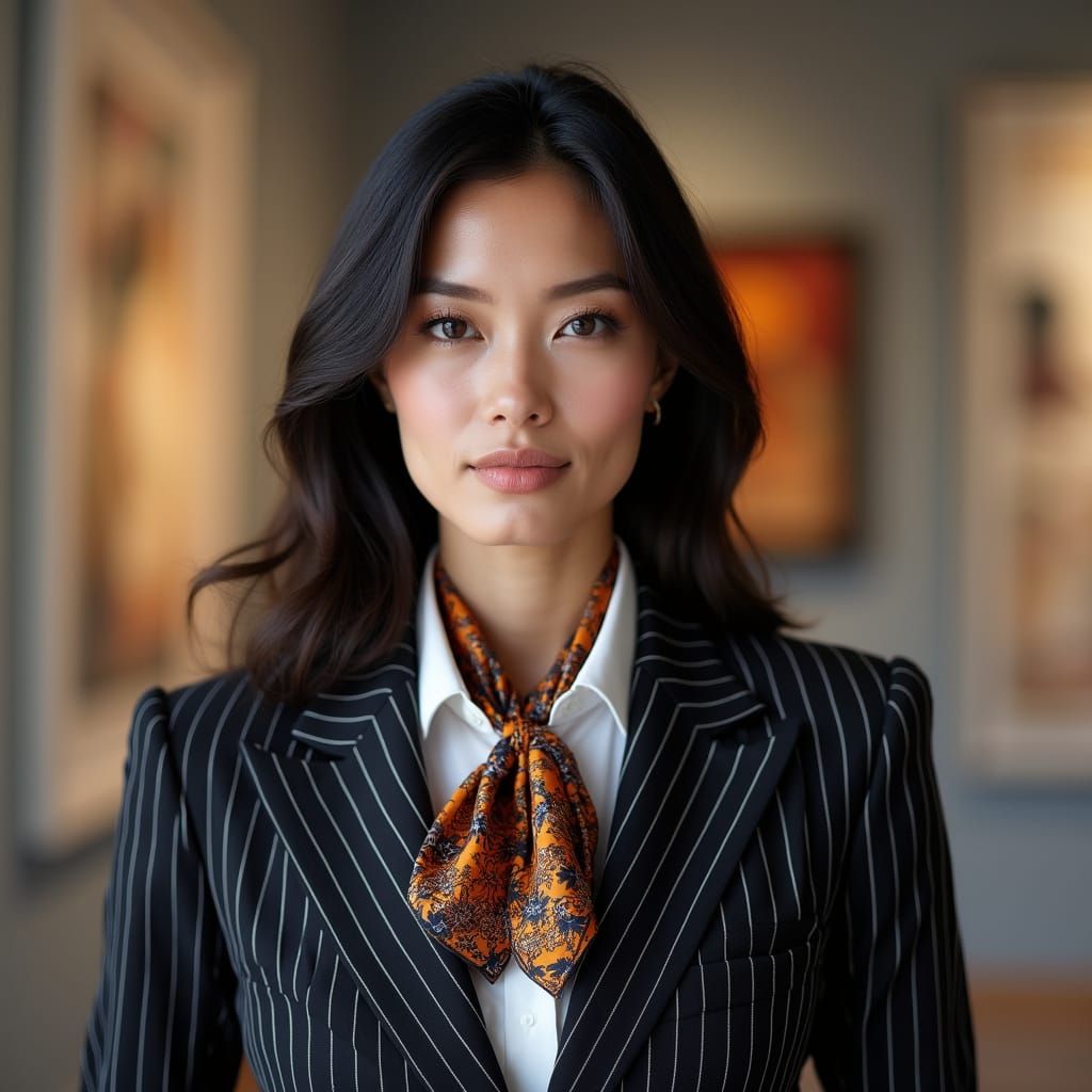 Confident Businesswoman in Modern Art Gallery