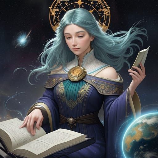 Cosmic Library in Deep Space Concept Art