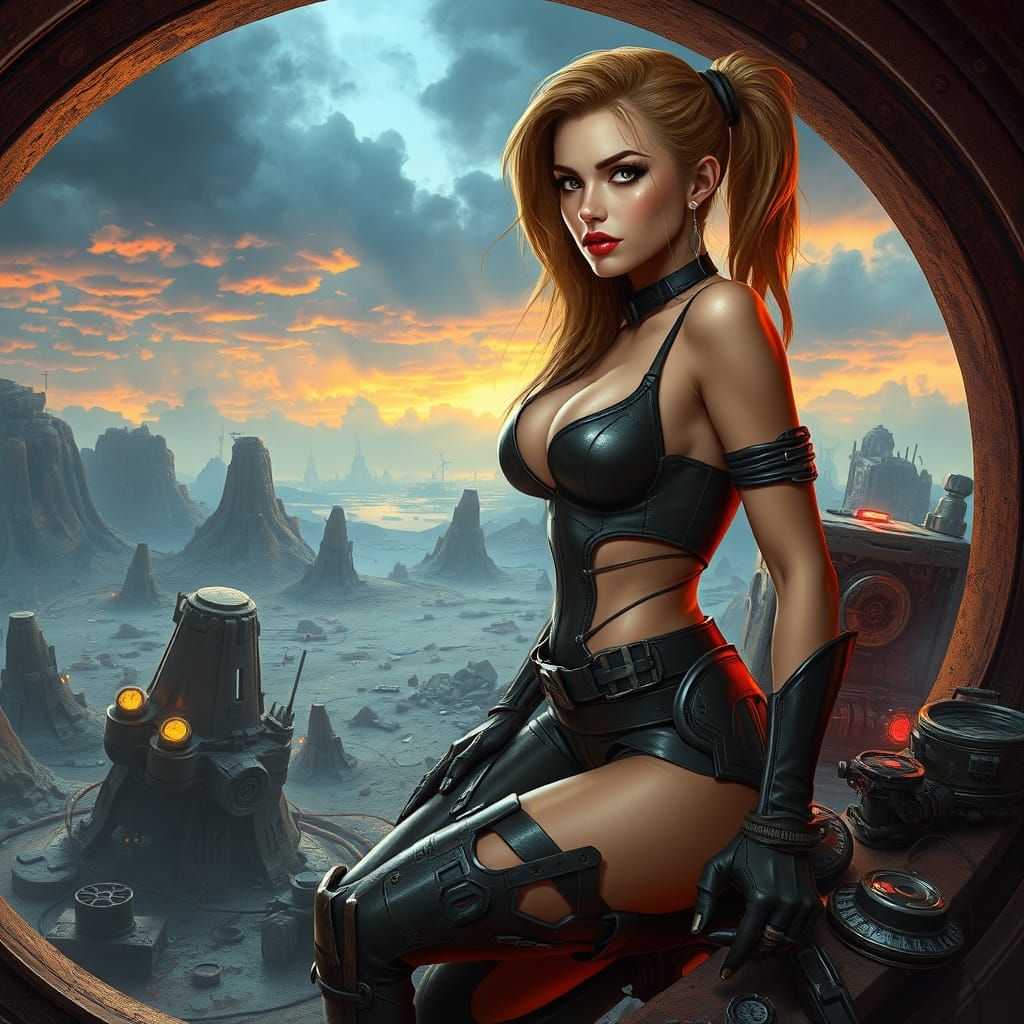 Vault Dweller in Post-Apocalyptic Wasteland Art