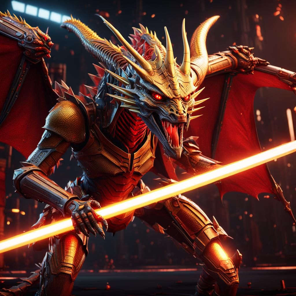 Dragon Attacks Sith Warrior with Lightsaber