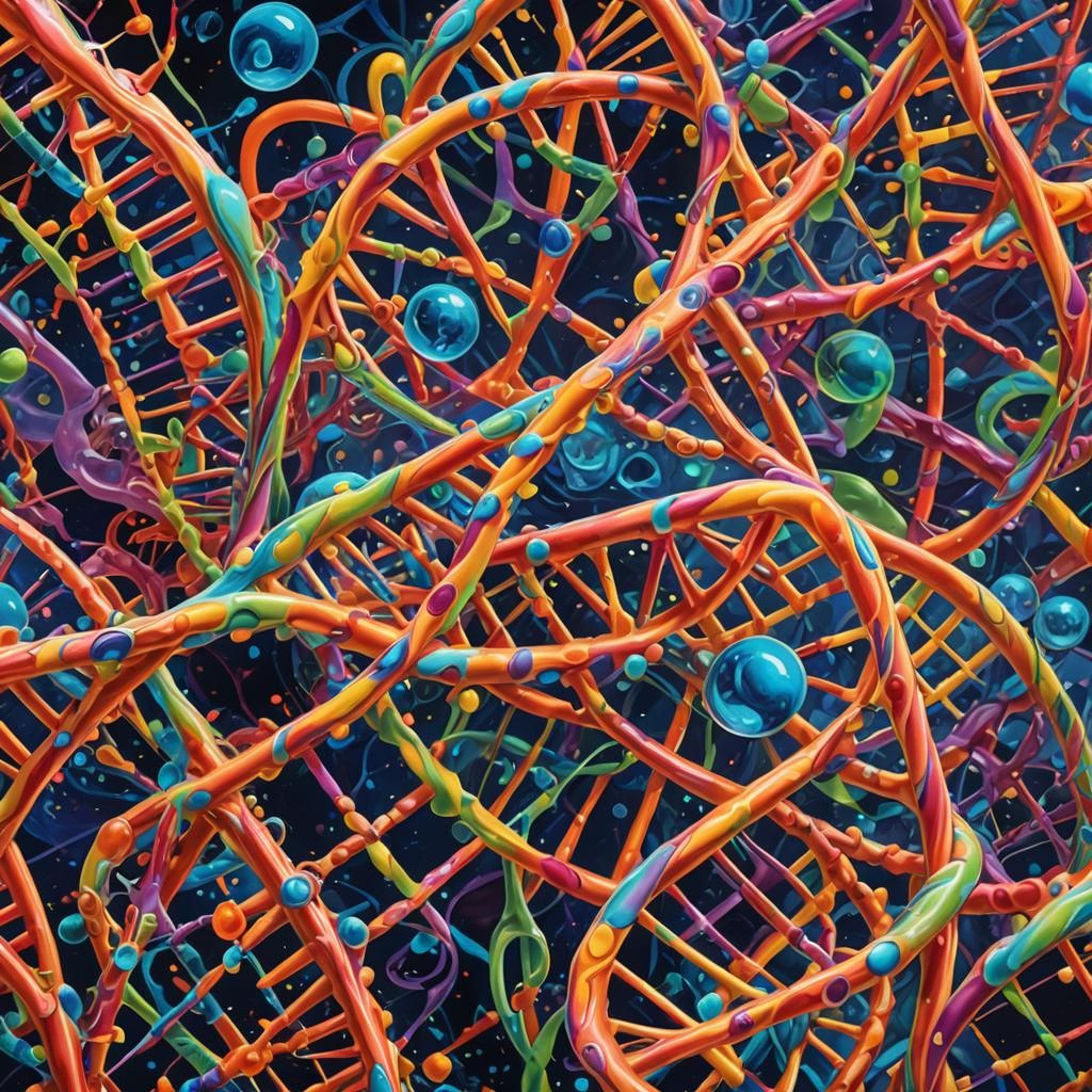 Surreal DNA Double Helix Transforms into Vibrant Oil Paintin...