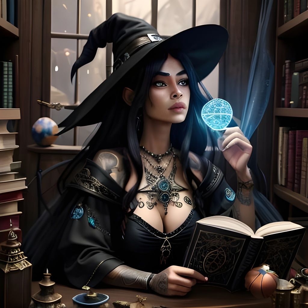 Horrified Witch Casting Spell in Witchcore Fantasy