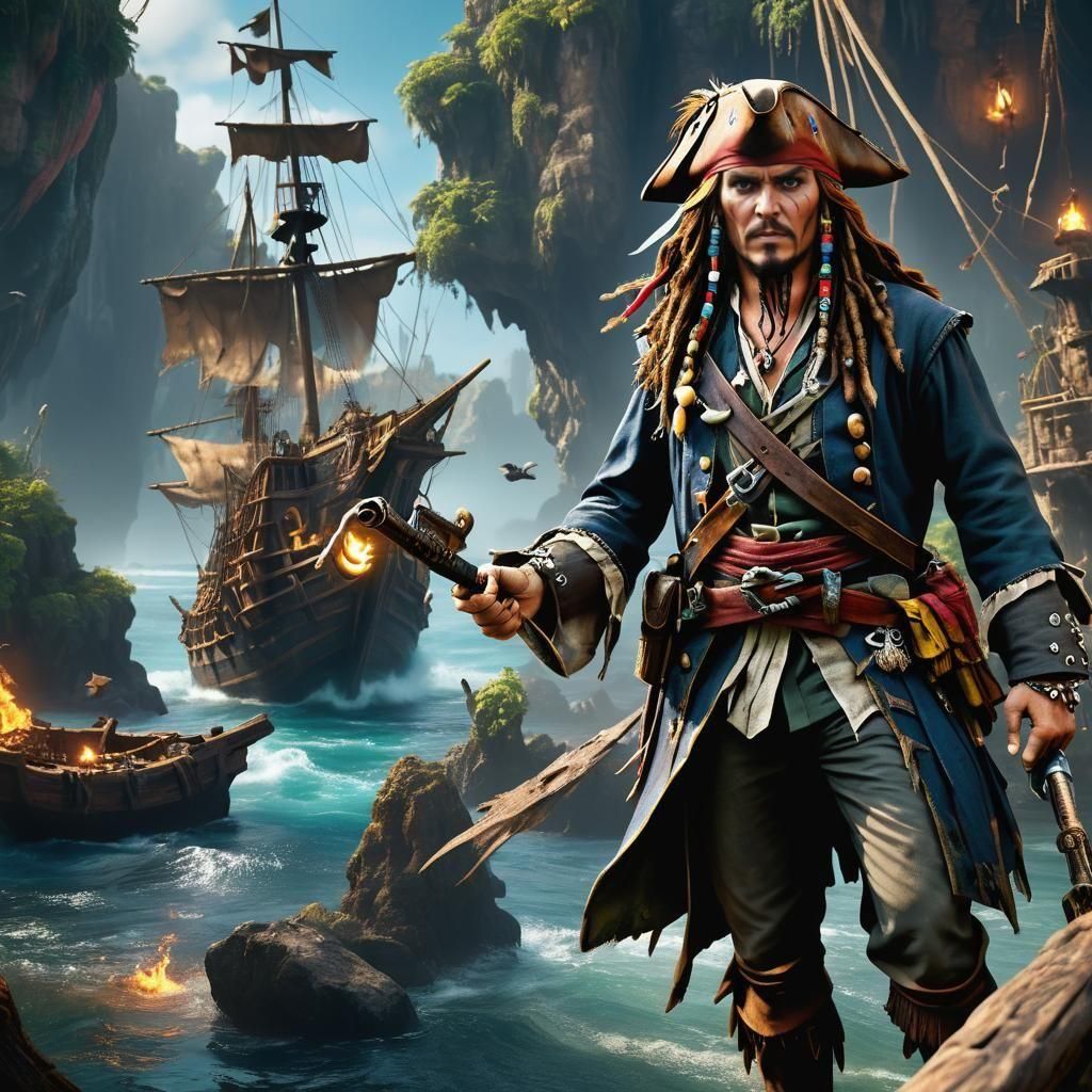 Detailed Pirate Matte Painting in 8k