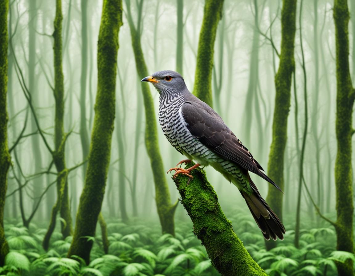 Cuckoo Bird in Lush Green Forest Scene